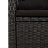 5 Piece Garden Dining Set Black Poly Rattan&Solid Wood Acacia