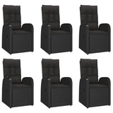 7 Piece Garden Dining Set Black Poly Rattan&Solid Wood Acacia