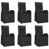 7 Piece Garden Dining Set Black Poly Rattan&Solid Wood Acacia