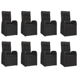 9 Piece Garden Dining Set Black Poly Rattan&Solid Wood Acacia