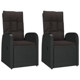 3 Piece Garden Lounge Set Black Poly Rattan&Solid Wood Acacia