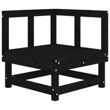 Corner Sofa with Cushions Black Solid Wood Pine