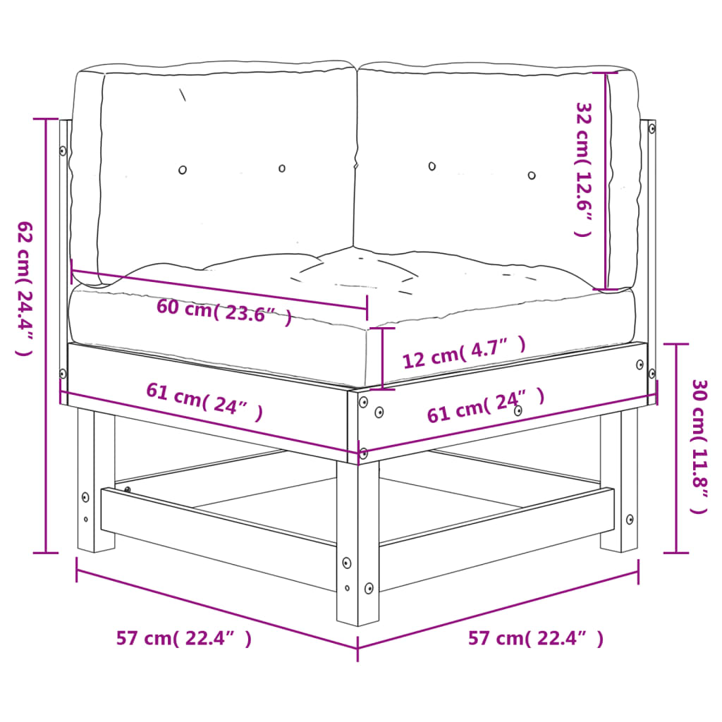 Corner Sofa with Cushions Impregnated Wood Pine