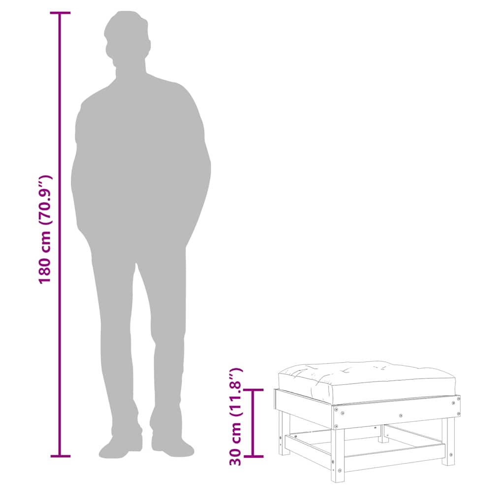 Garden Footstool with Cushion Solid Wood Pine