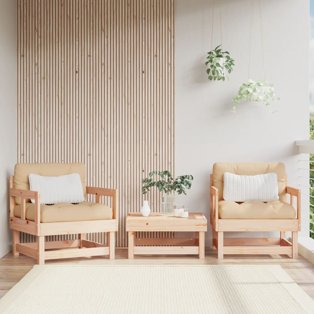 Garden Chairs with Cushions 2 pcs Solid Wood Pine