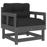 Garden Chairs with Cushions 2 pcs Grey Solid Wood Pine