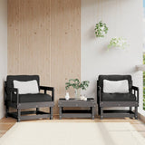 Garden Chairs with Cushions 2 pcs Grey Solid Wood Pine