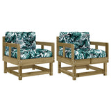 Garden Chairs with Cushions 2 pcs Impregnated Wood Pine