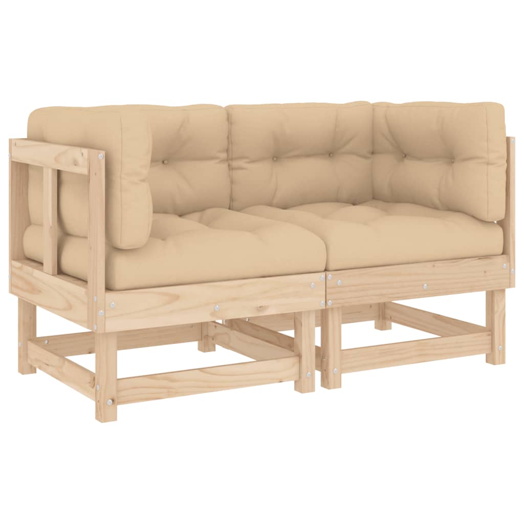 Corner Sofas with Cushions 2 pcs Solid Wood Pine