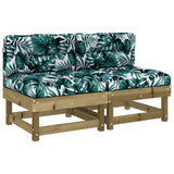 Middle Sofas with Cushions 2 pcs Impregnated Wood Pine