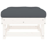 Garden Footstools with Cushions 2pcs White Solid Wood Pine