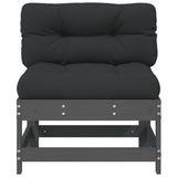 Middle Sofa with Cushions Grey Solid Wood Pine