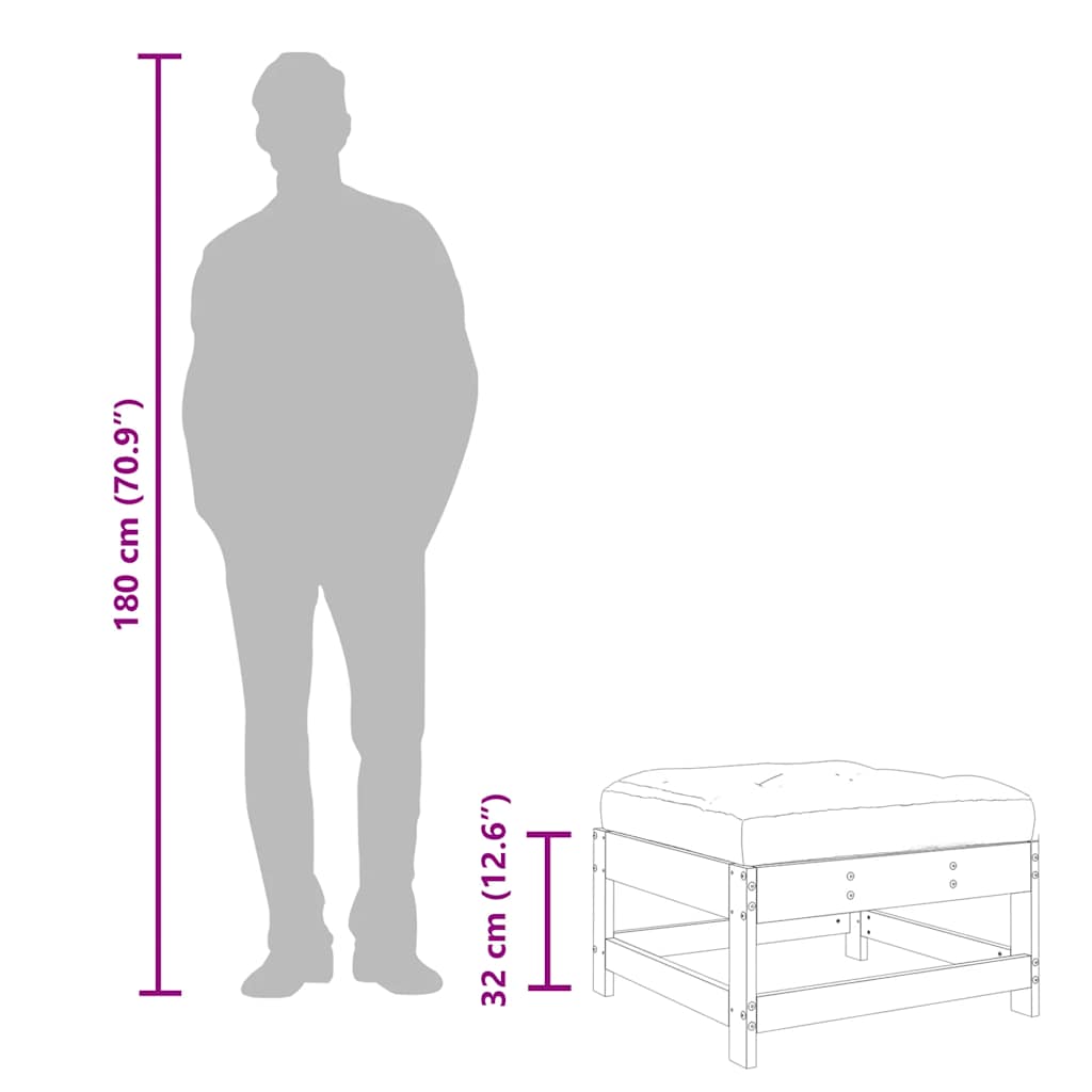 Garden Footstool with Cushion Impregnated Wood Pine