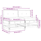 Middle Sofas with Cushions 2 pcs White Solid Wood Pine