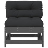 Middle Sofas with Cushions 2 pcs Grey Solid Wood Pine