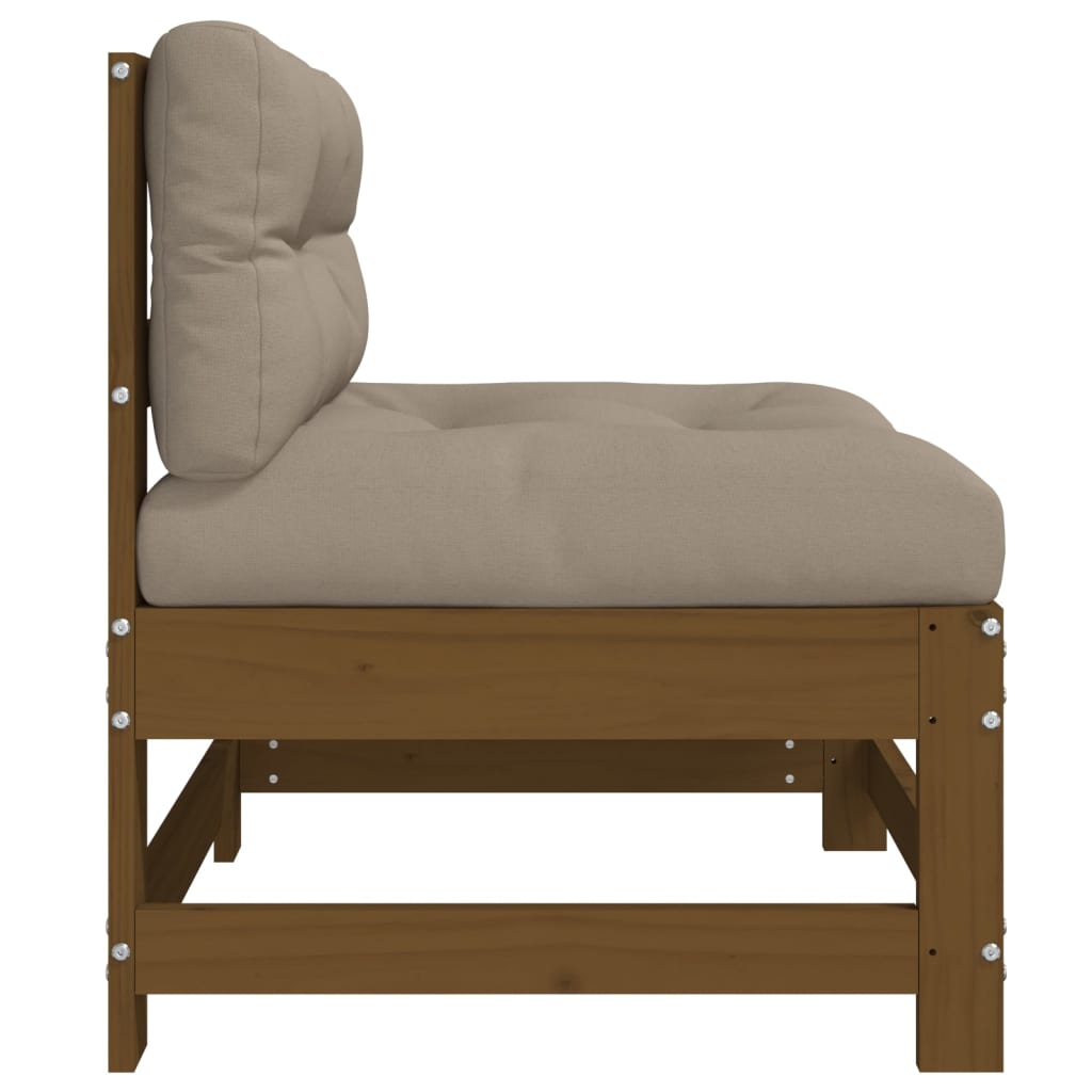 Middle Sofas with Cushions 2 pcs Honey Brown Solid Wood Pine