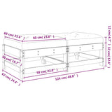 Garden Footstools with Cushions 2pcs White Solid Wood Pine