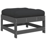 Garden Footstools with Cushions 2pcs Grey Solid Wood Pine