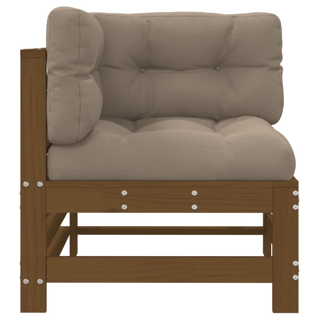 Corner Sofa with Cushions Honey Brown Solid Wood Pine