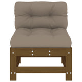 Middle Sofa with Cushions Honey Brown Solid Wood Pine