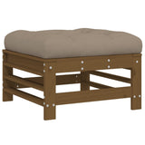 Garden Footstool with Cushion Honey Brown Solid Wood Pine