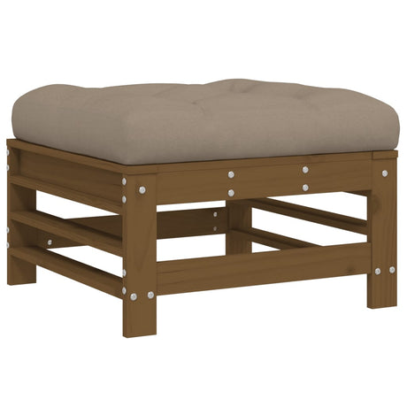 Garden Footstool with Cushion Honey Brown Solid Wood Pine