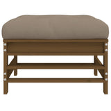 Garden Footstool with Cushion Honey Brown Solid Wood Pine