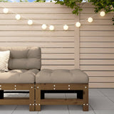 Garden Footstool with Cushion Honey Brown Solid Wood Pine