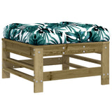 Garden Footstool with Cushion Impregnated Wood Pine