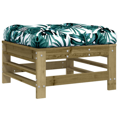 Garden Footstool with Cushion Impregnated Wood Pine
