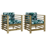 Garden Chairs with Cushions 2 pcs Impregnated Wood Pine