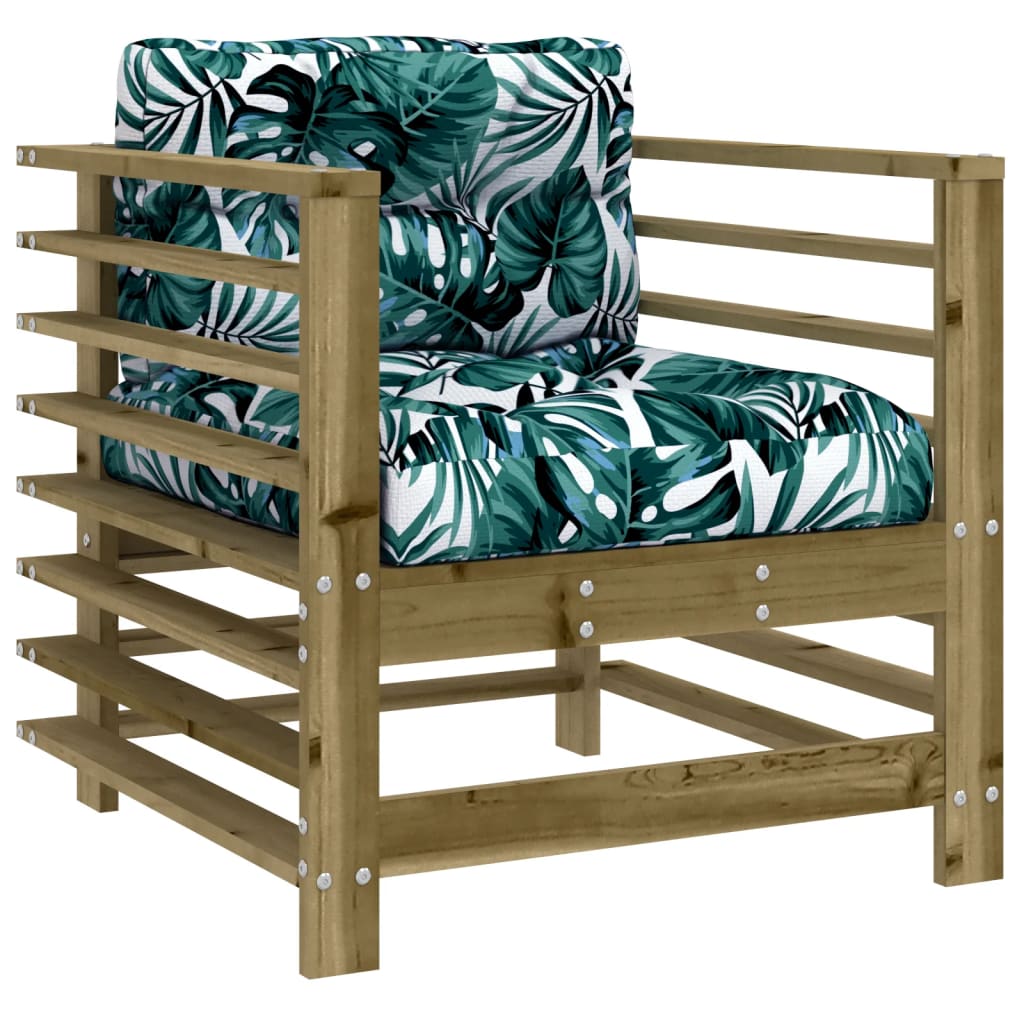 Garden Chairs with Cushions 2 pcs Impregnated Wood Pine