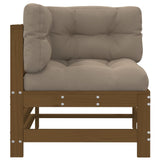 Corner Sofas with Cushions 2 pcs Honey Brown Solid Wood Pine