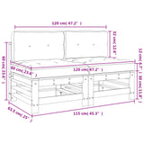 Middle Sofas with Cushions 2 pcs Solid Wood Pine