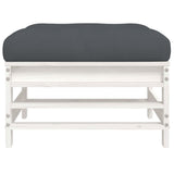 Garden Footstools with Cushions 2pcs White Solid Wood Pine