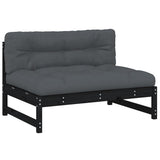 Middle Sofa Black 120x80 cm Solid Wood Pine