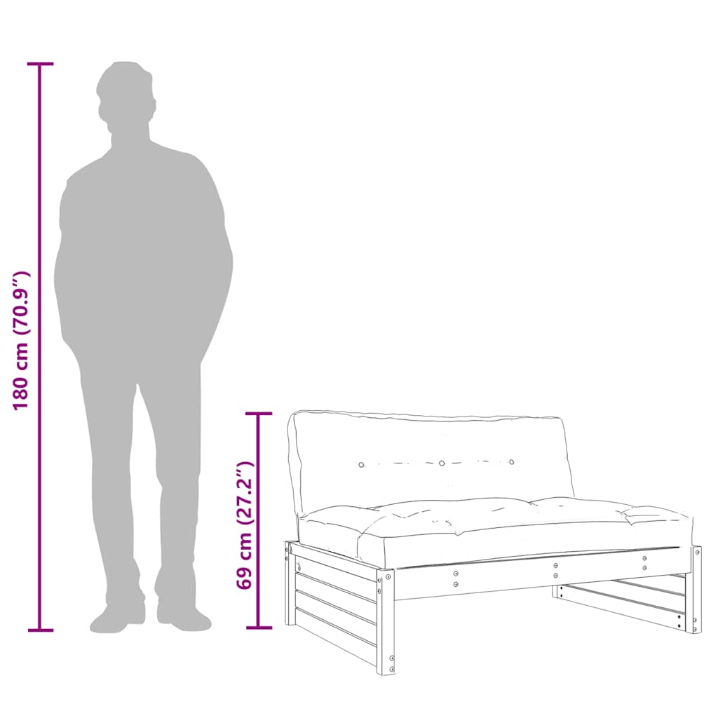 Middle Sofa White 120x80 cm Solid Wood Pine