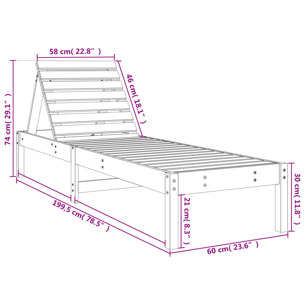 Sun Loungers 2 pcs with Table Solid Wood Pine