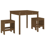 3 Piece Garden Bistro Set Honey Brown Solid Wood Pine