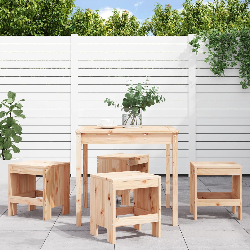 5 Piece Garden Dining Set Solid Wood Pine