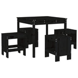 5 Piece Garden Dining Set Black Solid Wood Pine