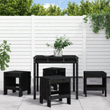 5 Piece Garden Dining Set Black Solid Wood Pine