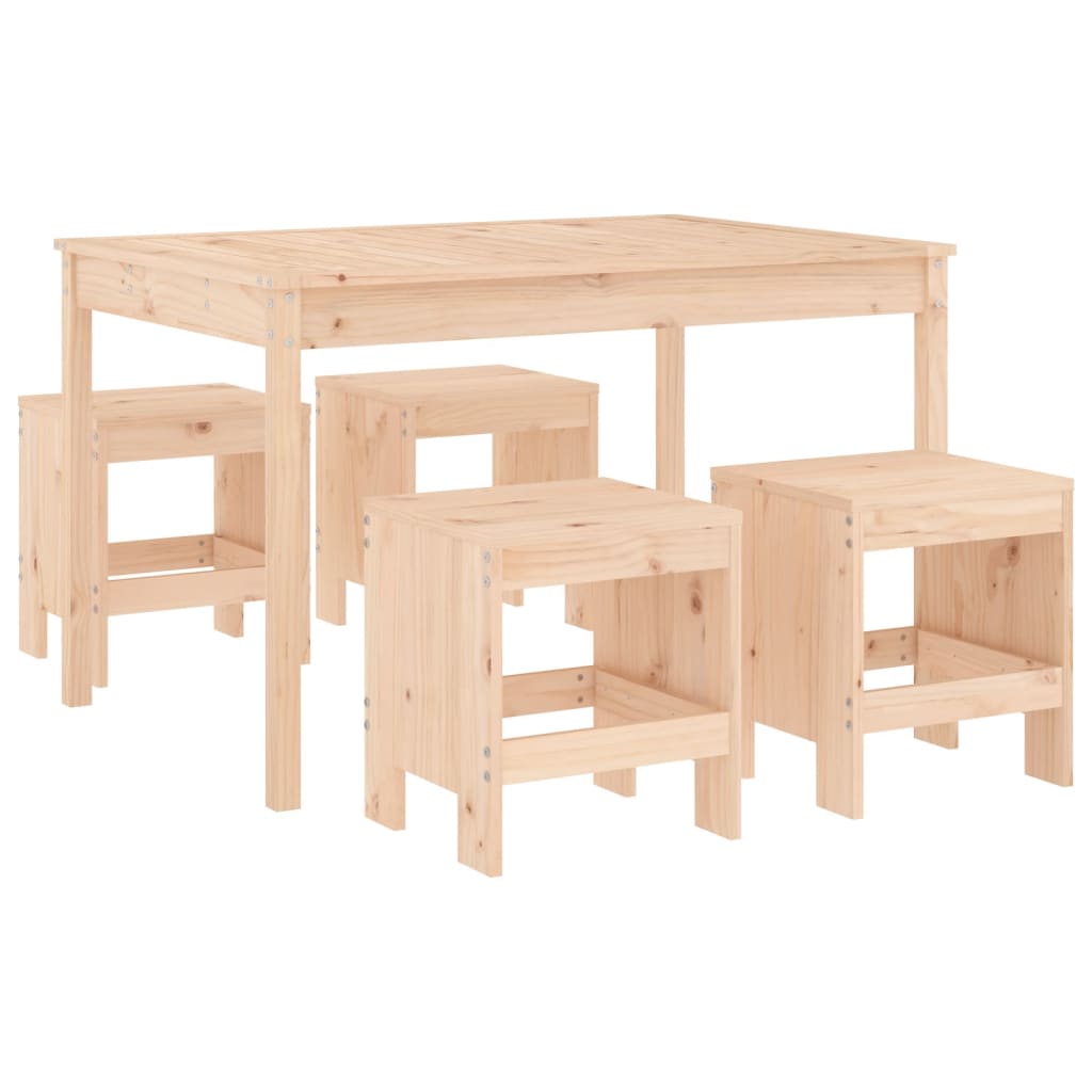 5 Piece Garden Dining Set Solid Wood Pine