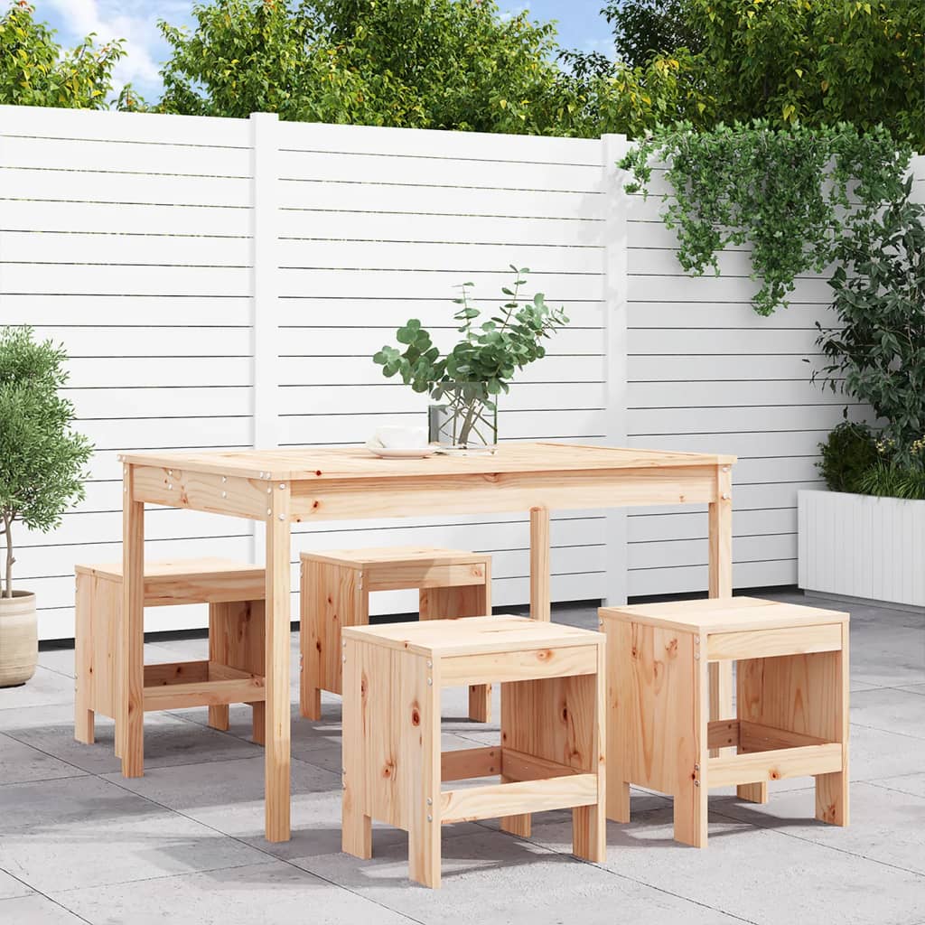 5 Piece Garden Dining Set Solid Wood Pine