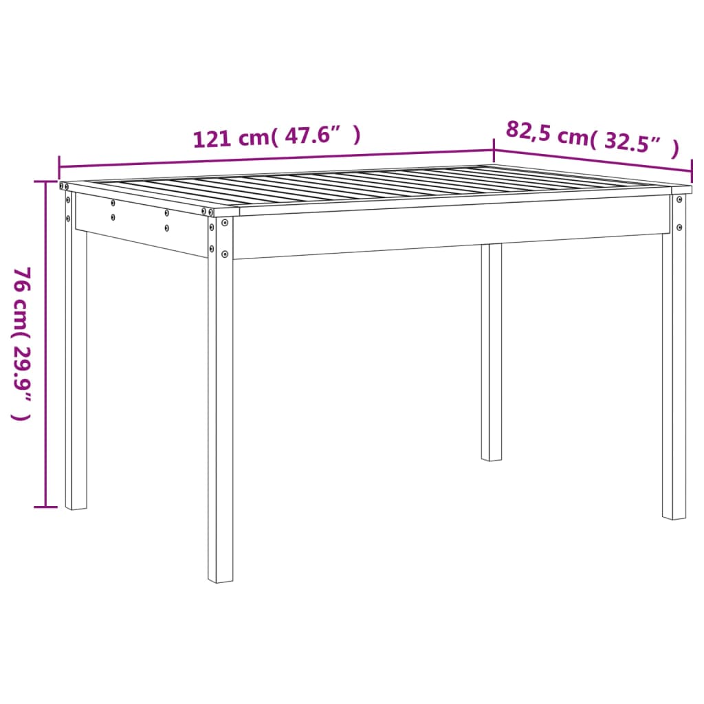 5 Piece Garden Dining Set White Solid Wood Pine