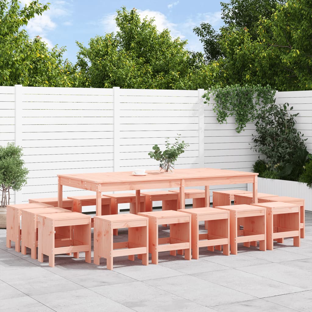 17 Piece Garden Dining Set Solid Wood Douglas