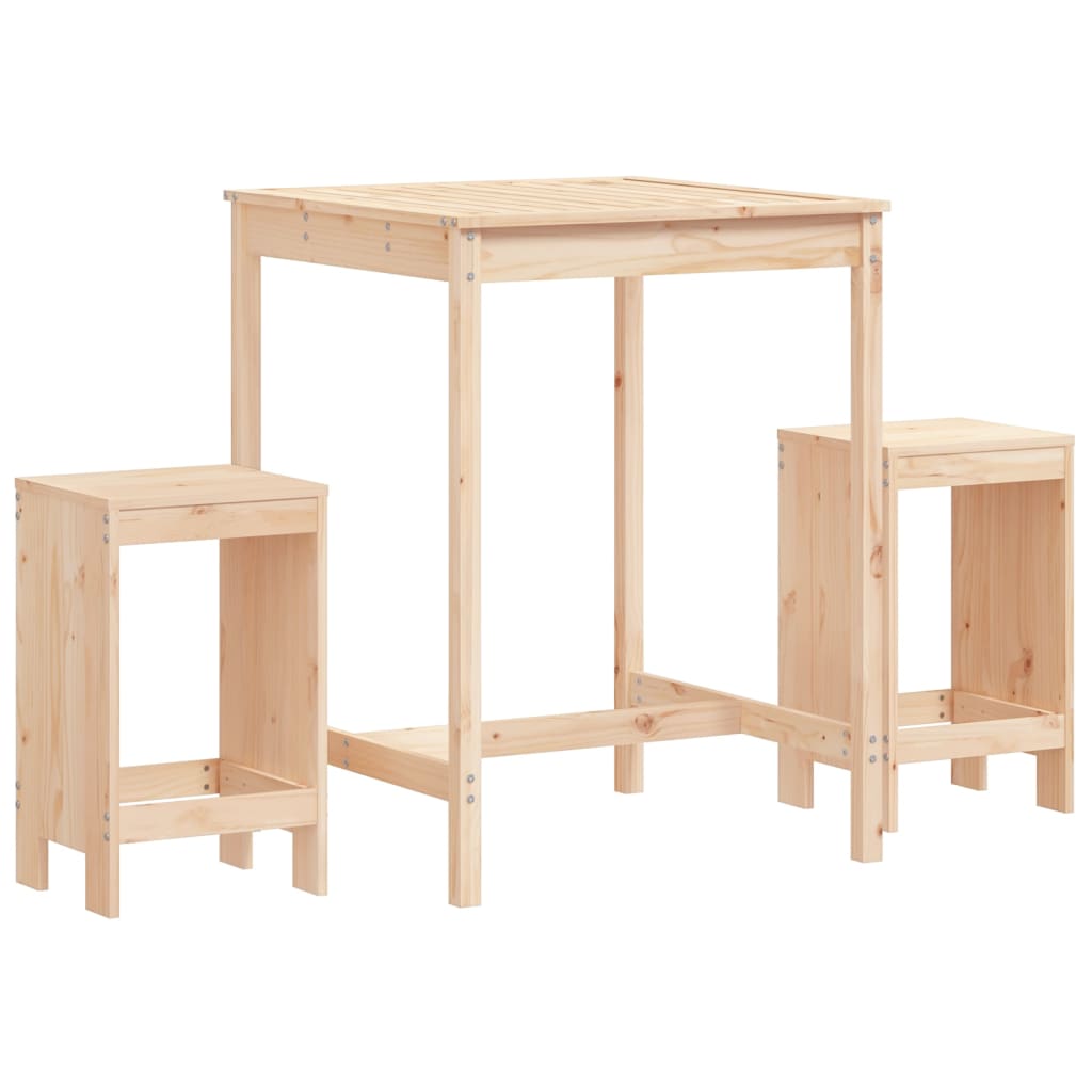 3 Piece Garden Bar Set Solid Wood Pine