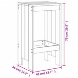 3 Piece Garden Bar Set Solid Wood Pine