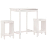 3 Piece Garden Bar Set White Solid Wood Pine