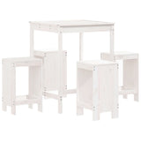 5 Piece Garden Bar Set White Solid Wood Pine